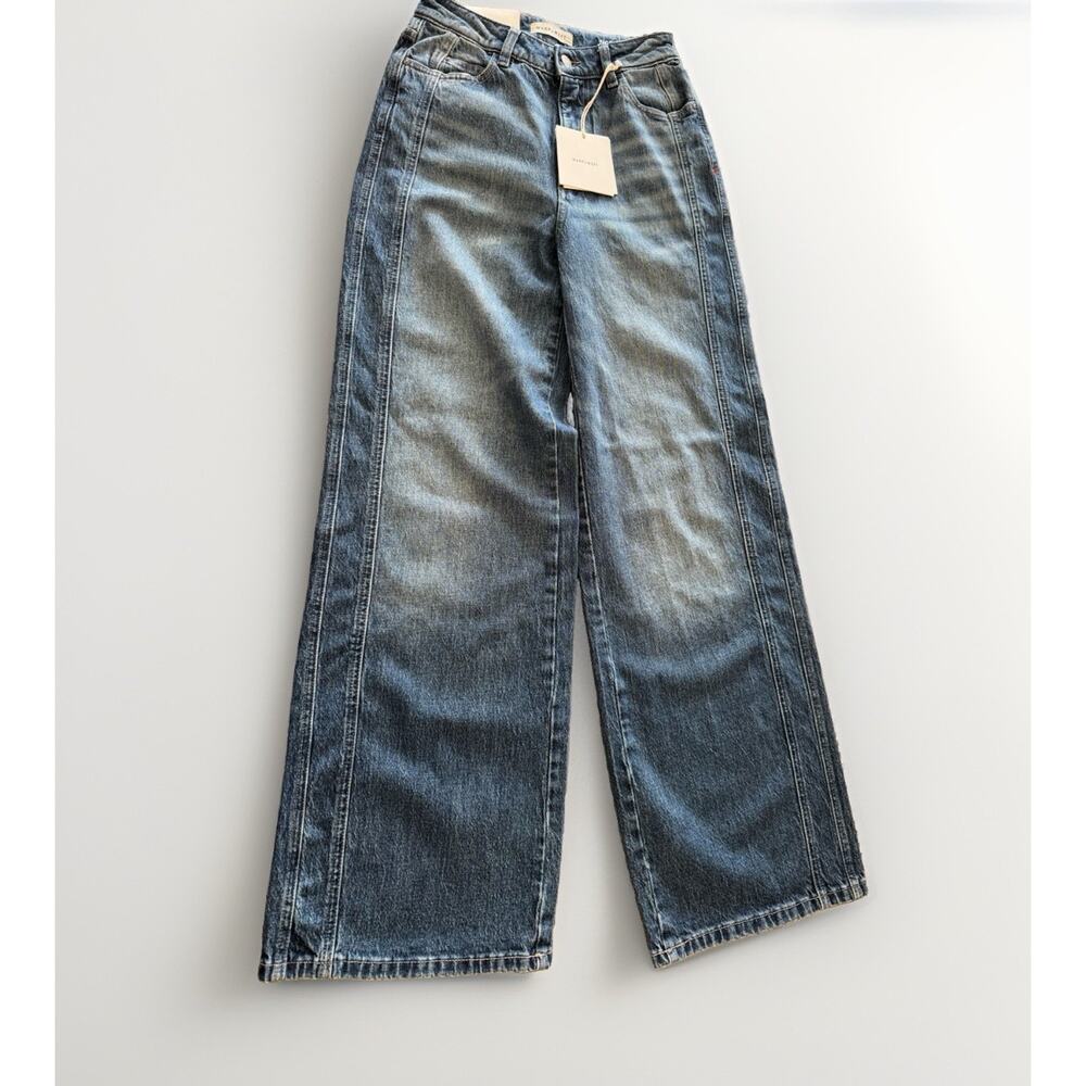 Warp + Weft Wide Leg High Rise Jeans Women's Size 2/26 Blue Denim Relaxed Fit - Picture 2 of 10